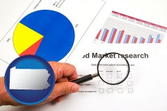 pennsylvania map icon and a market research study
